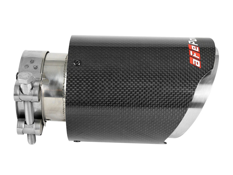 aFe MACH Force-Xp 409 SS Clamp-On Exhaust Tip 2.5in. Inlet / 4in. Outlet / 7in. L - Carbon - DTX Performance