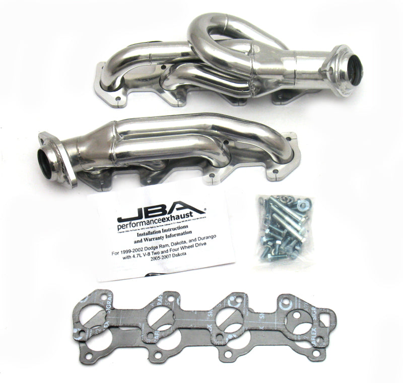 JBA 02-03 Dodge Ram 4.7L PowerTech 1-1/2in Primary Silver Ctd Cat4Ward Header - DTX Performance