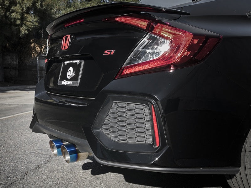 aFe Takeda 3in 304 SS Cat-Back Exhaust System w/ Blue Tips 2017+ Honda Civic Si 4Dr I4 1.5L (t) - DTX Performance