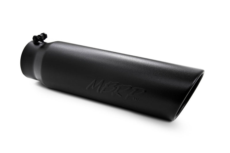 MBRP Universal 5in OD Angled Rolled End 4in Inlet 18in Lgth Black Finish Exhaust Tip - DTX Performance