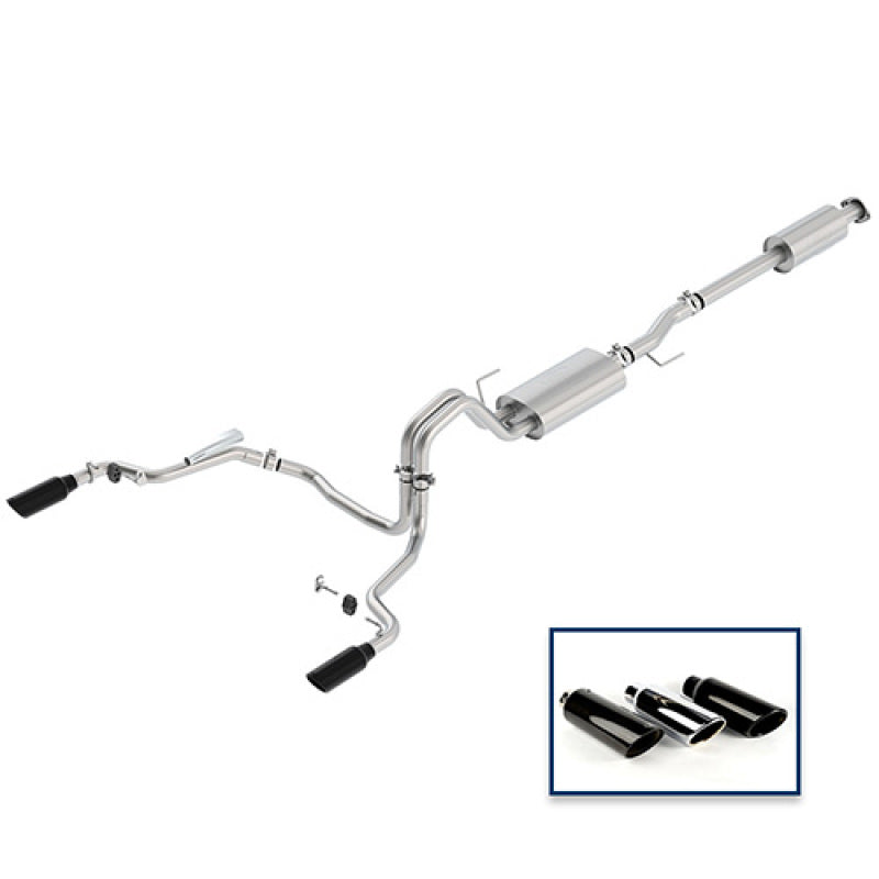 Ford Racing 15-18 F-150 5.0L Cat-Back Touring Exhaust System - Rear Exit Black Chrome Tips - DTX Performance