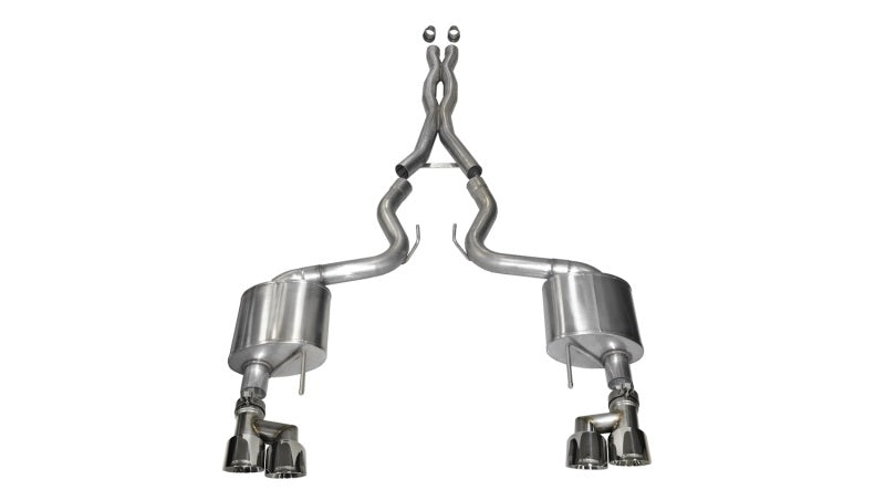 Corsa 15-16 Ford Mustang GT 5.0 3in Cat Back Exhaust Polish Quad Tips (Xtreme) - DTX Performance