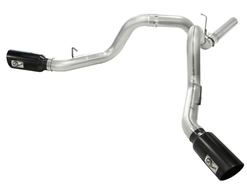 aFe MachForce XP Exhaust 4inch DP-Back All SS 2011-14 GM Diesel Trucks V8-6.6L LML Black Tips - DTX Performance