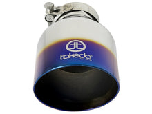 Load image into Gallery viewer, aFe Takeda 304 Stainless Steel Clamp-On Exhaust Tip 2.5in. Inlet / 4.5in. Outlet - Blue Flame - DTX Performance