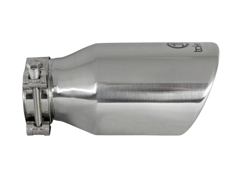 aFe Takeda 304 Stainless Steel Clamp-On Exhaust Tip 2.5in. Inlet / 4in. Outlet / 8in. L - Polished - DTX Performance