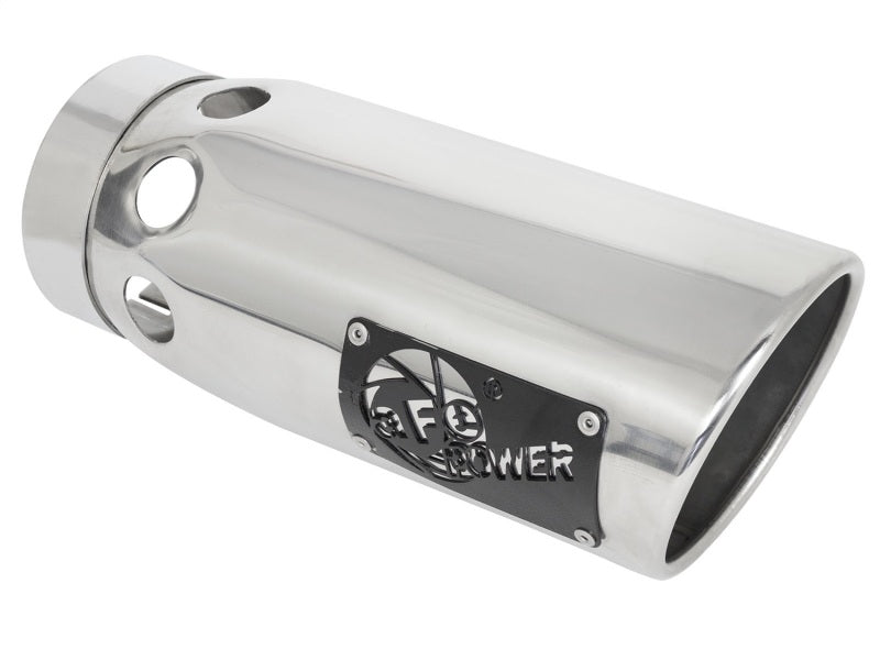 aFe Power Intercooled Tip Stainless Steel - Polished 4in In x 5in Out x 12in L Bolt-On - DTX Performance