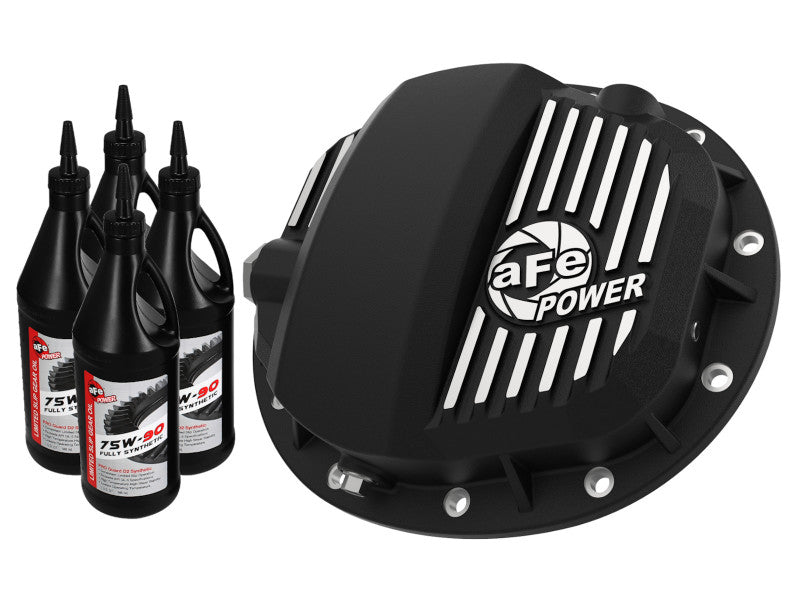 aFe Pro Series GMCH 9.5 Rear Diff Cover Black w/Mach Fins & Gear Oil 19-20 GM Silverado/Sierra 1500 - DTX Performance