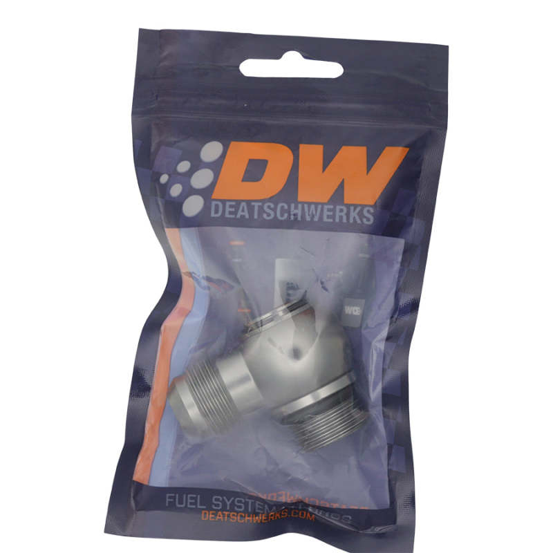 DeatschWerks 10AN ORB Male to 10AN Male Flare Low Profile 90-Degree Swivel - Anodized DW Titanium - DTX Performance