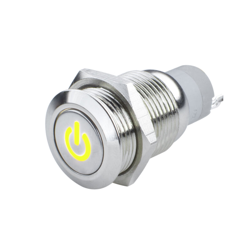 Oracle Pre-Wired Power Symbol Momentary Flush Mount LED Switch - Yellow - DTX Performance