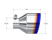 Load image into Gallery viewer, MBRP Univ. T304 Stainless Steel Burnt End Tip 2.5in ID / 5in OD / 6.5in Length Angle Cut Single Wall - DTX Performance