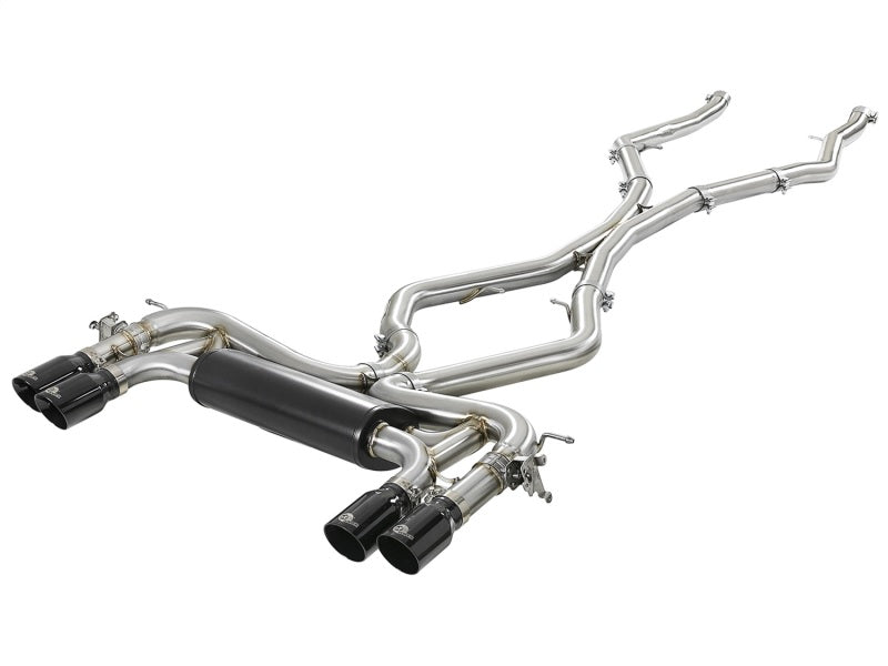 aFe MACH Force-Xp 3.5in. 304 SS C/B Exhaust System 15-18 BMW X5 M (F85) V8-4.4L (tt) - Black Tip - DTX Performance