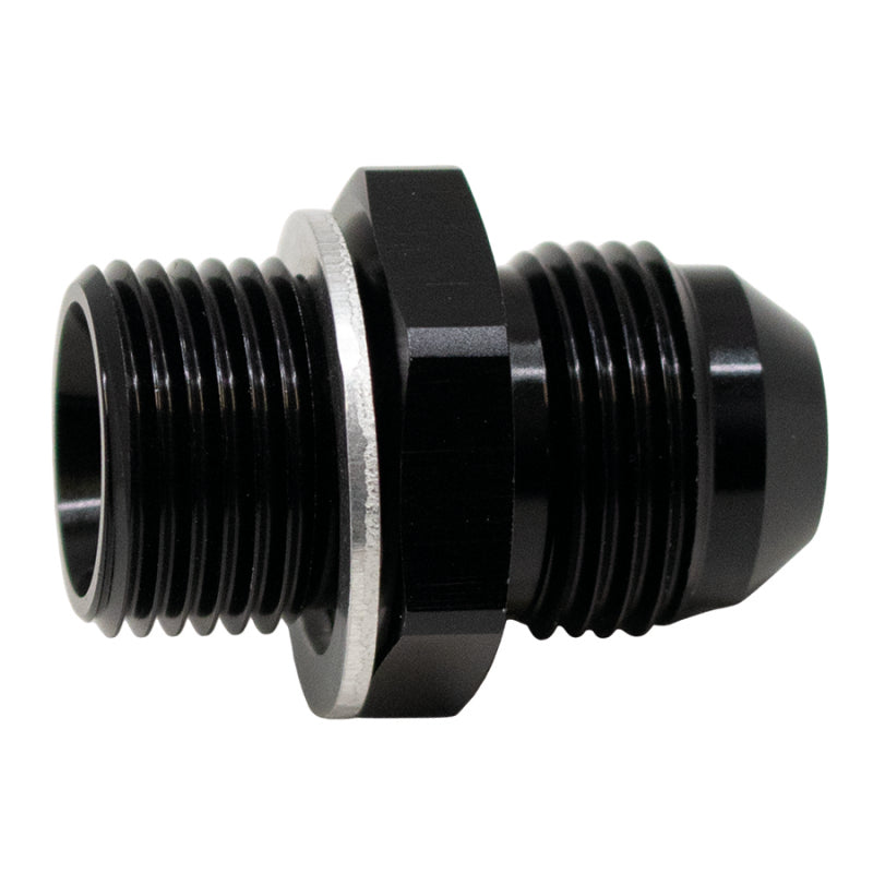 DeatschWerks 8AN Male Flare to M18 X 1.5 Male Metric Adapter (Incl Washer) - Anodized Matte Black - DTX Performance