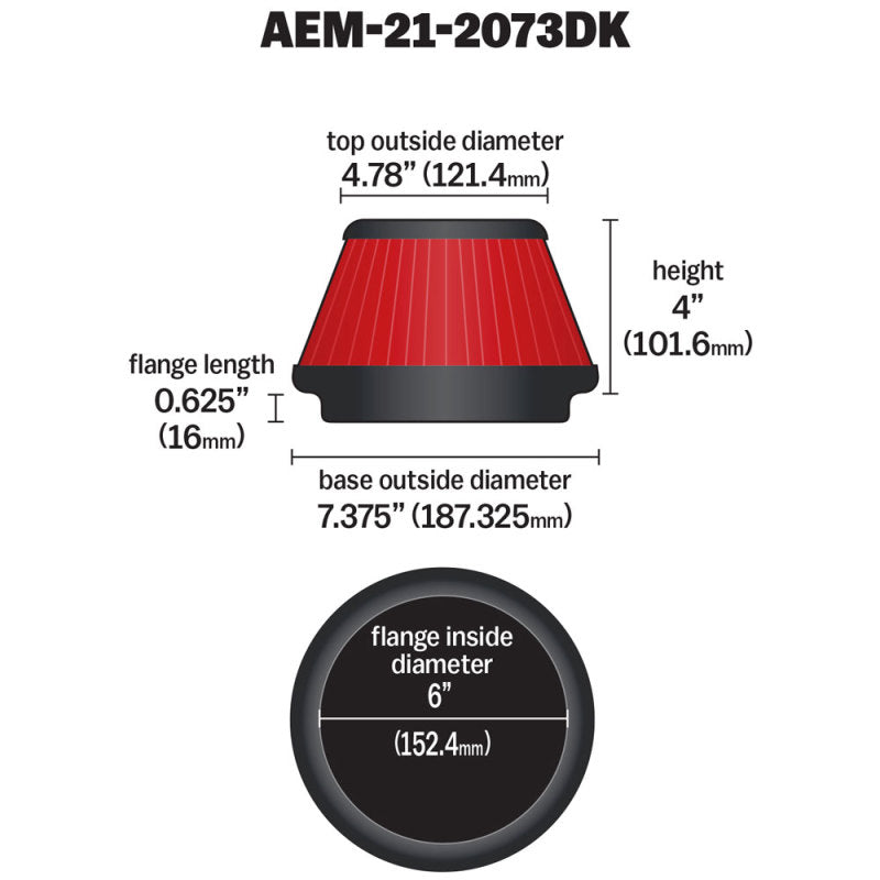 AEM 5 inch x 5 inch DryFlow Air Filter - DTX Performance