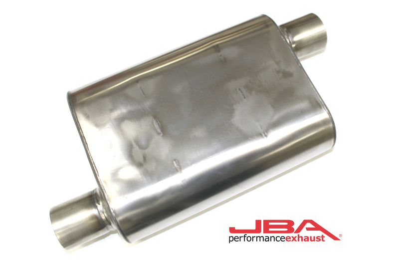 JBA Universal Chambered Style 304SS Muffler 13x9.75x4 2.5in Inlet Diameter Offset/Offset - DTX Performance