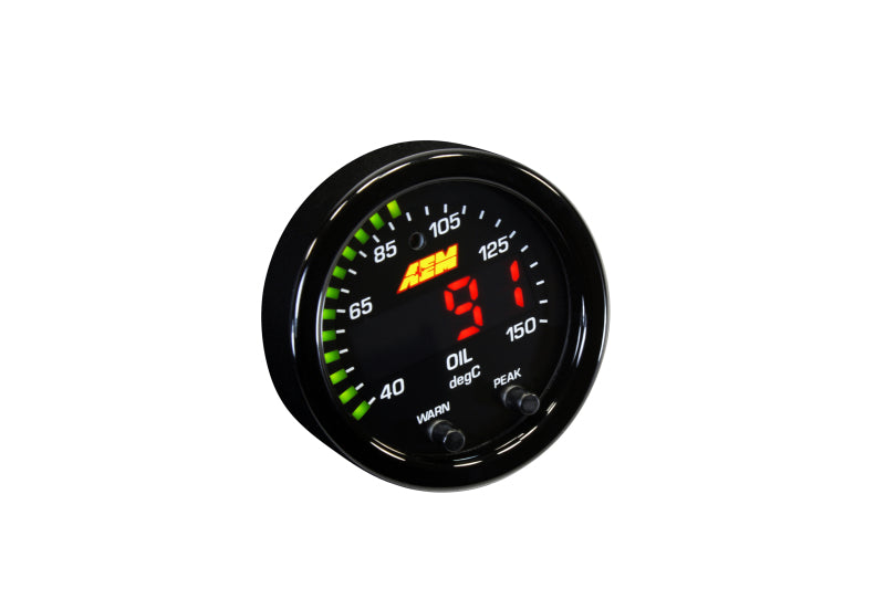 AEM X-Series Temperature 100-300F Gauge Kit (ONLY Black Bezel and Water Temp. Faceplate) - DTX Performance