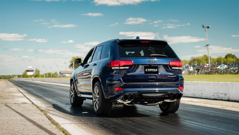 Corsa 18-20 Jeep Grand Cherokee TrackHawk 6.2L Sport Cat-Back Dual Rear Exit w/4.5in Black Tips - DTX Performance