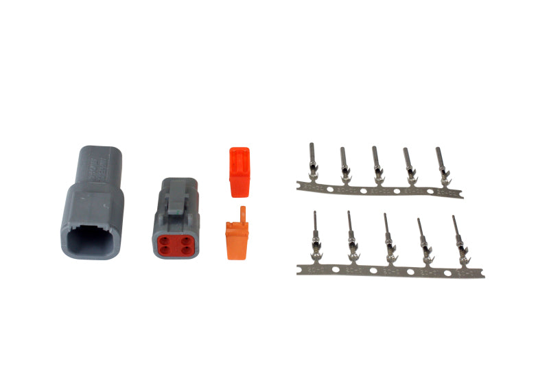 AEM DTM-Style 4-Way Connector Kit w/ Plug / Receptacle / Wedge Locks / 5 Female Pins / 5 Male Pins - DTX Performance