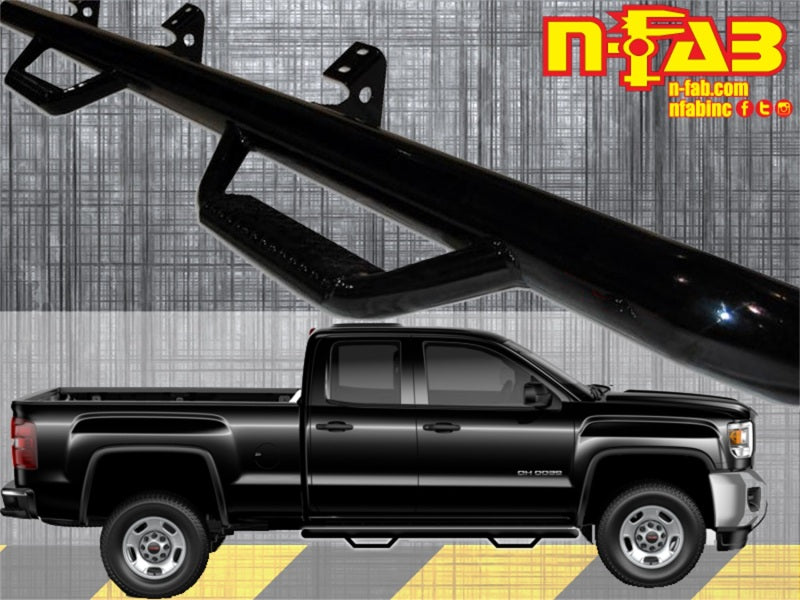 N-Fab Nerf Step 15-17 Chevy-GMC 2500/3500 Double Cab - Gloss Black - Cab Length - 3in - DTX Performance