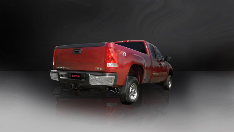 Corsa 11-13 GMC Sierra 6.0L V8 3in Cat-Back Single Side w Twin 4in Black Pro-Series Tips - DTX Performance