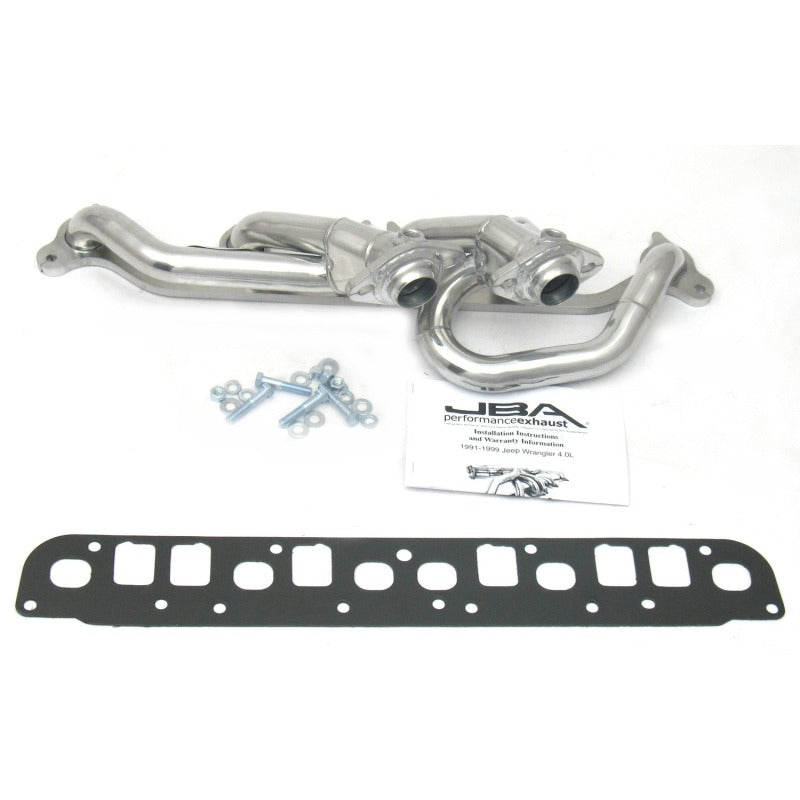 JBA 00-06 Jeep 4.0L 1-1/2in Primary Silver Ctd Cat4Ward Header - DTX Performance