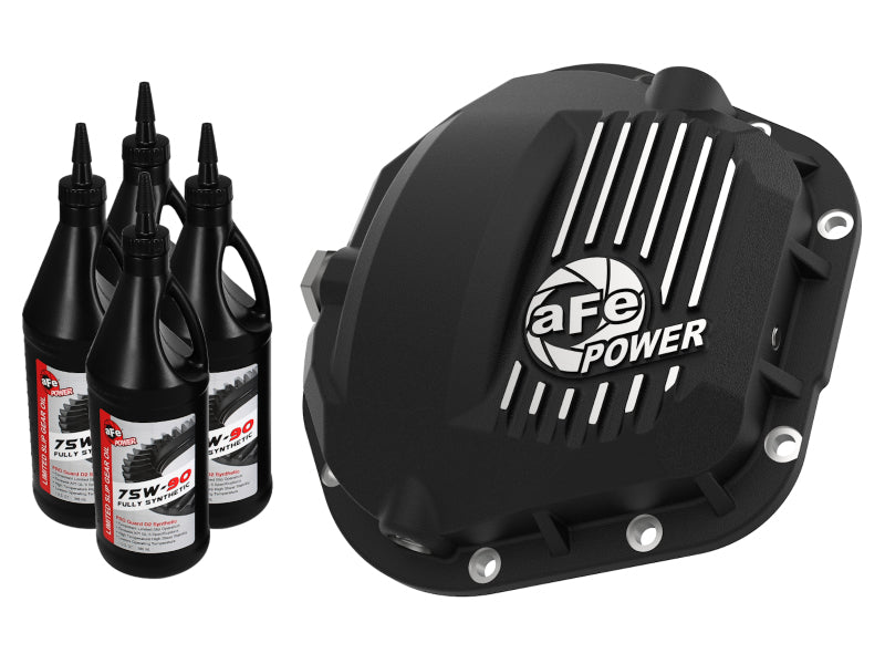 aFe Pro Series Front Diff Cover Black w/ Machined Fins 17-21 Ford Trucks (Dana 60) w/ Gear Oil - DTX Performance