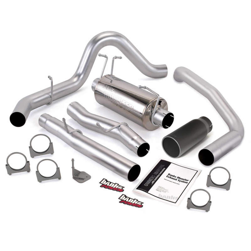 Banks Power 03-07 Ford 6.0L ECSB Monster Exhaust System - SS Single Exhaust w/ Black Tip - DTX Performance