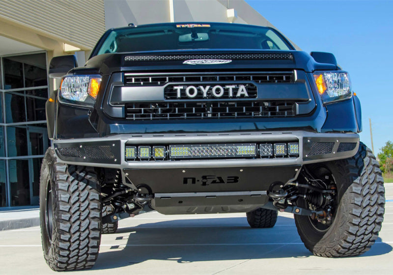 N-Fab M-RDS Front Bumper 14-17 Toyota Tundra - Tex. Black w/Silver Skid Plate - DTX Performance