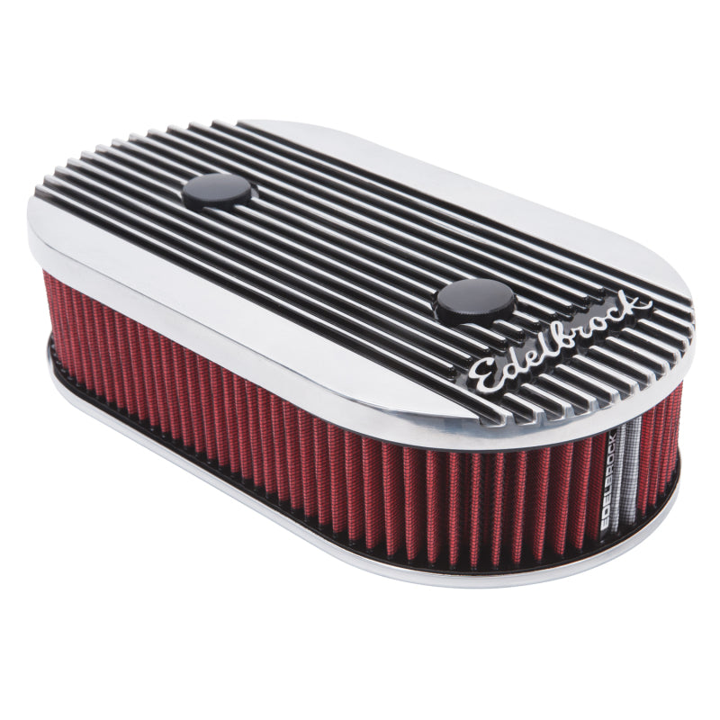 Edelbrock Air Cleaner Elite II Oval Dual-Quad Carbs 2 5In Red Element Polished - DTX Performance