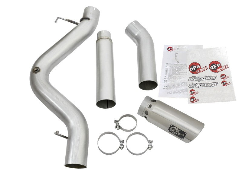 aFe Atlas Exhaust 5in DPF-Back Aluminized Steel w/ Polished Tips 16-17 GM Diesel Truck V8-6.6L (td) - DTX Performance