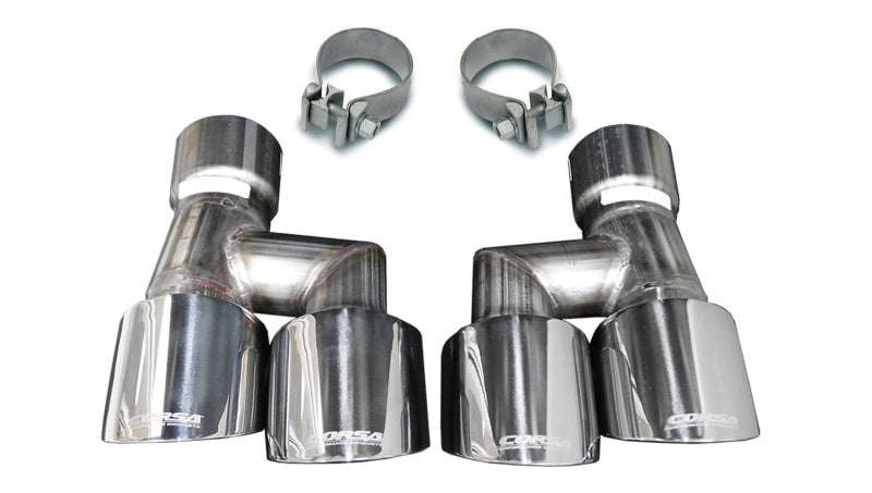 Corsa Twin 4.0in Polished Pro-Series Tip Kit (Clamps Included) - DTX Performance