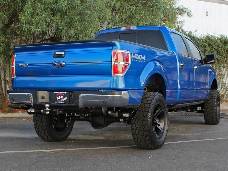 aFe MACHForce XP Exhaust 3in SS Dual Side Exit CB w/ Black Tips 11-14 Ford F150 EcoBoost V6-3.5L TT - DTX Performance