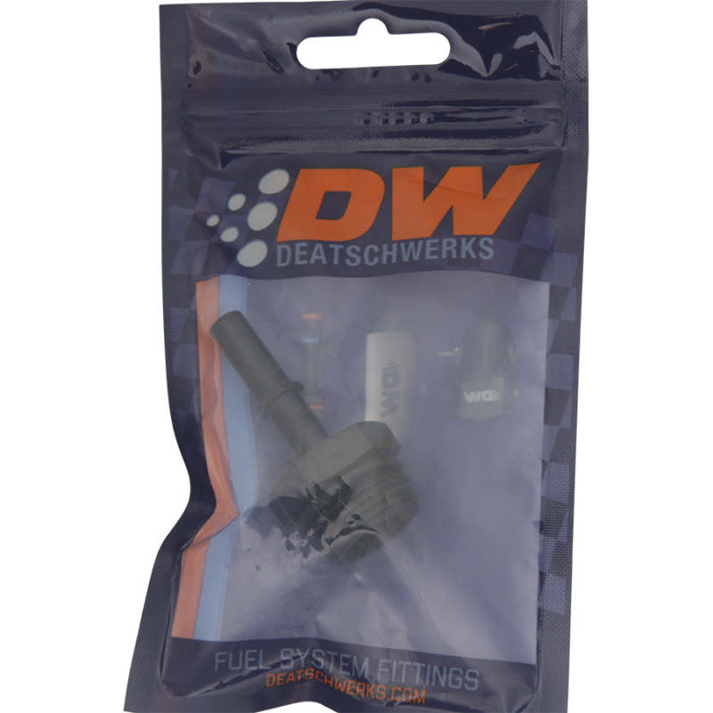 DeatschWerks 10AN ORB Male to 5/16in Male EFI Quick Connect Adapter - Anodized Matte Black - DTX Performance