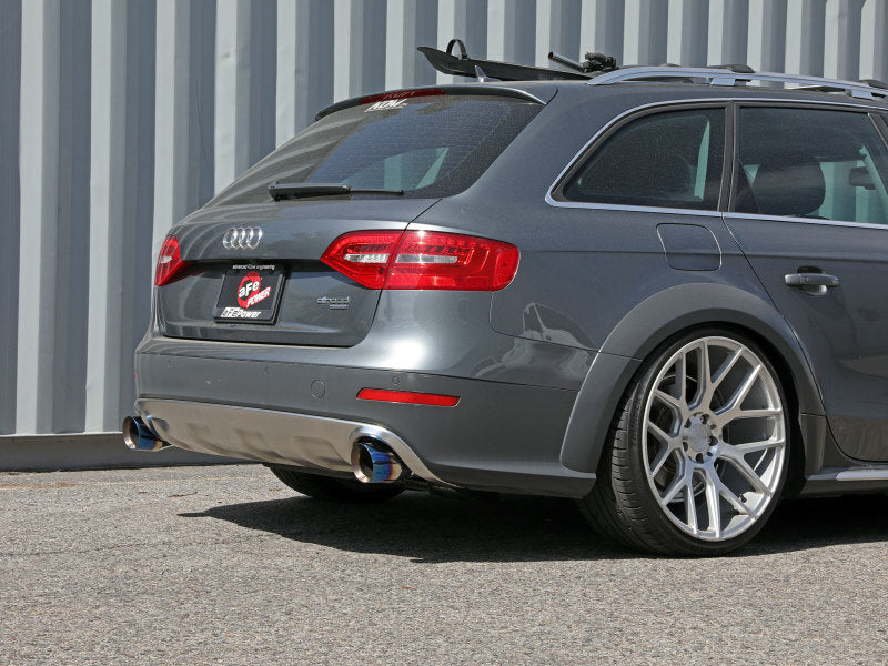 afe MACH Force-Xp 13-16 Audi Allroad L4 SS Axle-Back Exhaust w/ Blue Flame Tips - DTX Performance