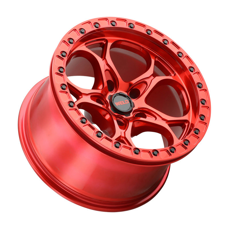 Weld Off-Road W906 17X10 Ledge Beadlock 5X127 ET-25 BS4.50 Candy Red / Red Ring 71.5 - DTX Performance