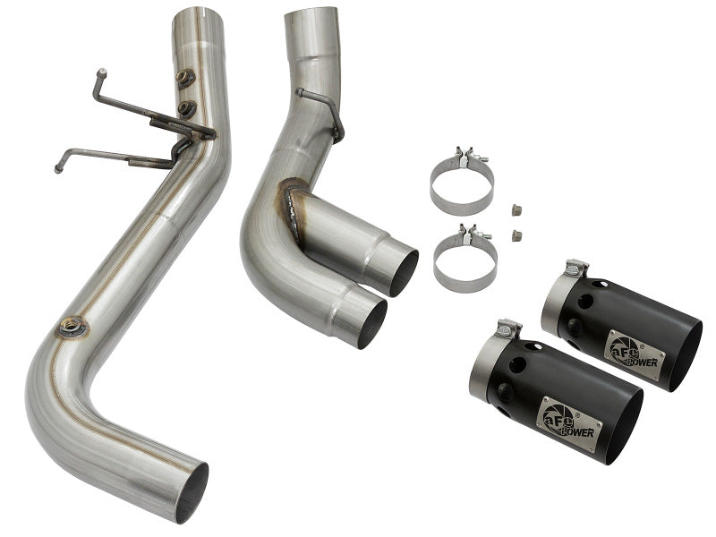 aFe Victory Series 4in 409-SS DPF-Back Exhaust w/ Dual Black Tips 2017 GM Duramax V8-6.6L(td) L5P - DTX Performance