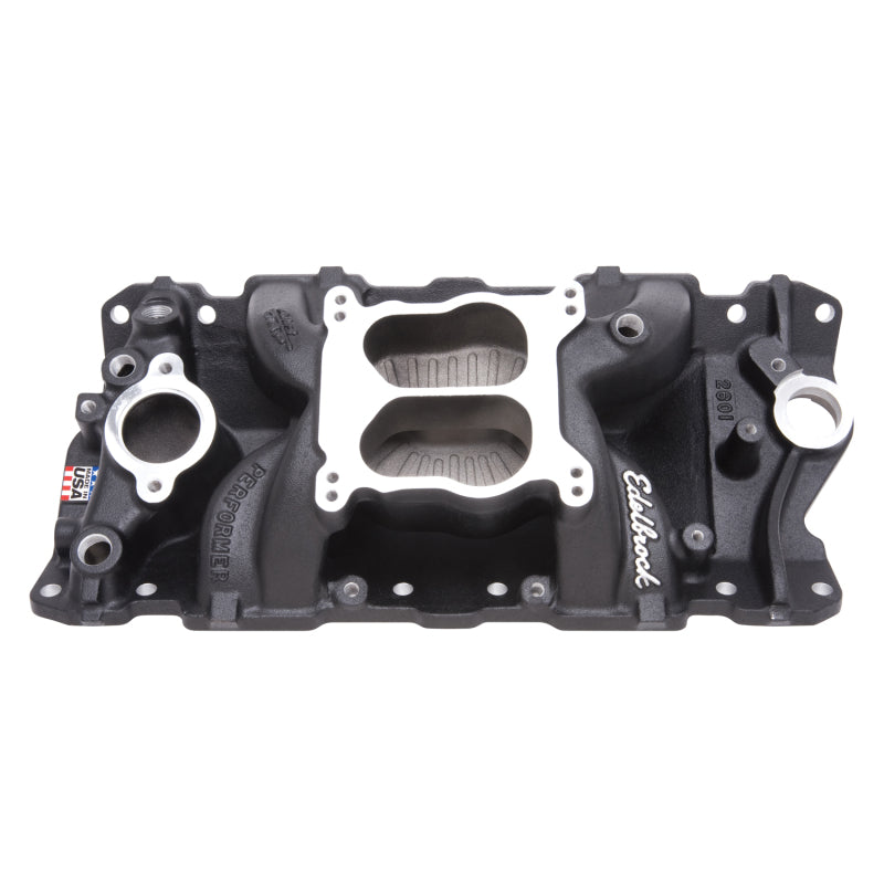 Edelbrock Manifold SBC Performer Air Gap Black - DTX Performance