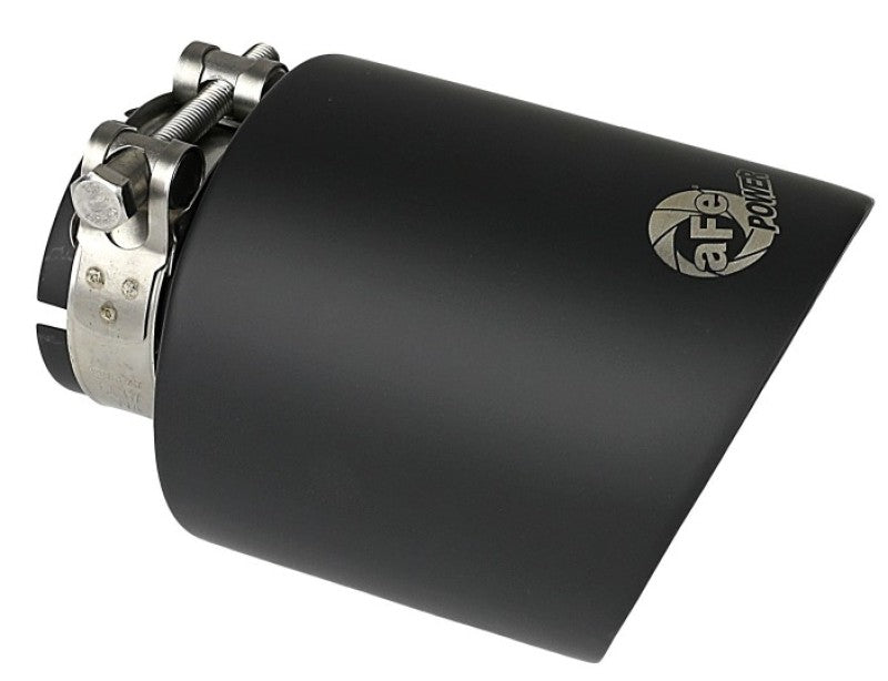 aFe Takeda 304 SS Clamp-On Exhaust Tip 2.5in. Inlet / 4.5in. Outlet / 7in. L - Black - DTX Performance