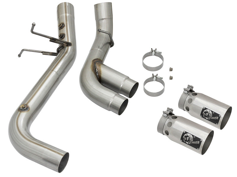 aFe Victory Series 4in 409-SS DPF-Back Exhaust w/ Dual Polished Tips 2017 GM Duramax V8-6.6L(td) L5P - DTX Performance