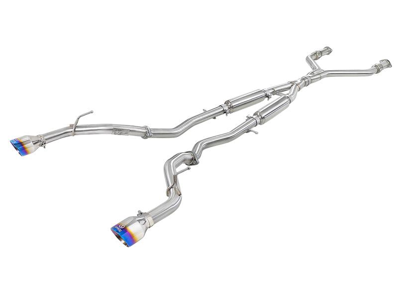 aFe Takeda 2.5in 304 SS Cat-Back Exhaust System w/ Blue Flame Tips 16-18 Infiniti Q50 V6-3.0L (tt) - DTX Performance