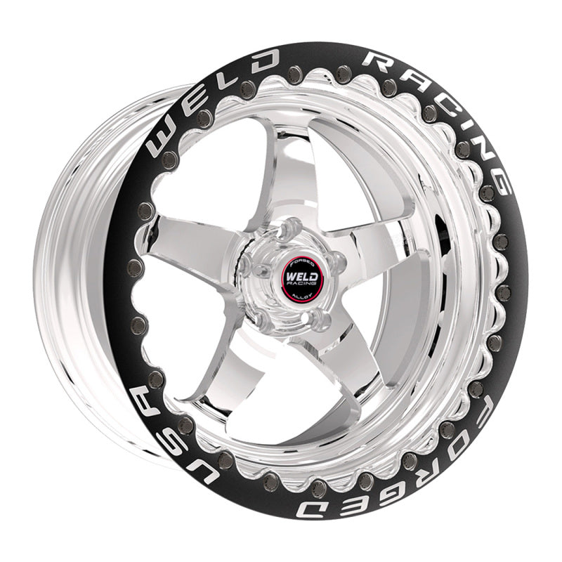 Weld S71 15x10.33 / 5x4.5 BP / 3.5in. BS Polished Wheel (Medium Pad) - Black Single Beadlock MT - DTX Performance