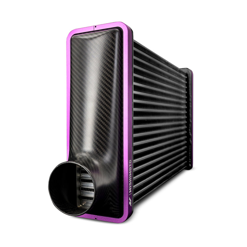 Mishimoto Universal Carbon Fiber Intercooler - Gloss Tanks - 450mm Black Core - S-Flow - C V-Band - DTX Performance