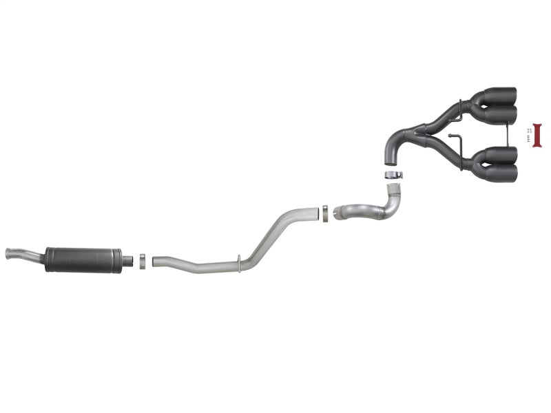 aFe Rebel Series 2.5in. 304 SS C/B Exhaust System 2018 Jeep Wrangler (JL) V6-3.6L - Black Tip - DTX Performance