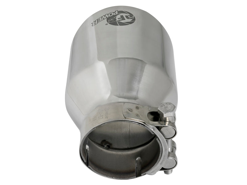 aFe MACH Force-Xp 304 SS Clamp-On Exhaust Tip 2.5in. Inlet / 4in. Outlet / 6in. L - Polished - DTX Performance