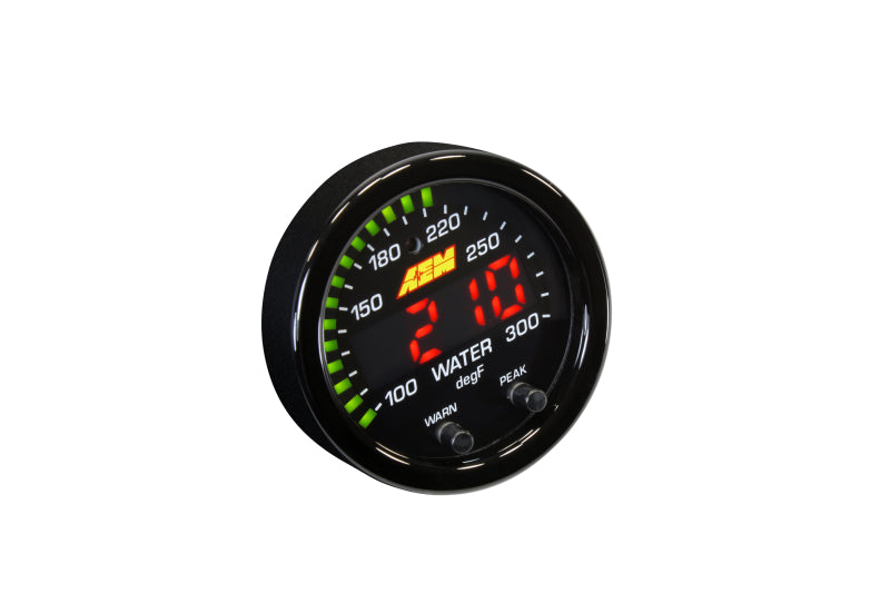 AEM X-Series Temperature 100-300F Gauge Kit (ONLY Black Bezel and Water Temp. Faceplate) - DTX Performance