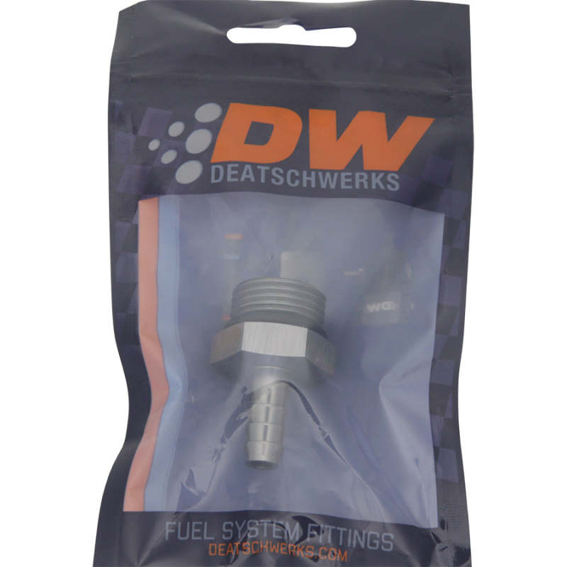 DeatschWerks 10AN ORB Male to 5/16in Male Triple Barb Fitting (Incl O-Ring) - Anodized DW Titanium - DTX Performance