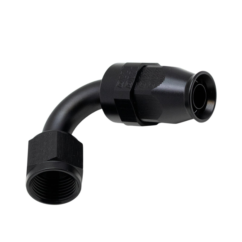 DeatschWerks 8 AN Female Flare Swivel 120-Degree Hose End PTFE - Anodized Matte Black - DTX Performance