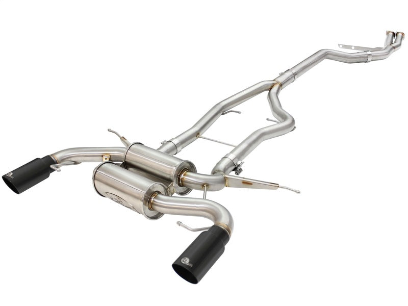 aFe MACHForce XP SS-304 Black Tip 3.0in-2.5in Dia Cat Back Exhaust 11-13 BMW 335i (E90/E92) 3.0L - DTX Performance