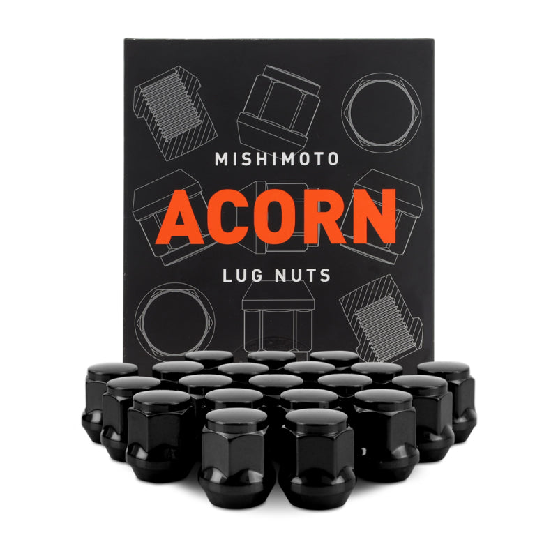 Mishimoto Steel Acorn Lug Nuts M12 x 1.5 - 20pc Set - Black - DTX Performance