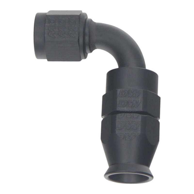 DeatschWerks 6AN Female Swivel 90-Degree Hose End PTFE (Incl 1 Olive Insert) - Anodized Matte Black - DTX Performance