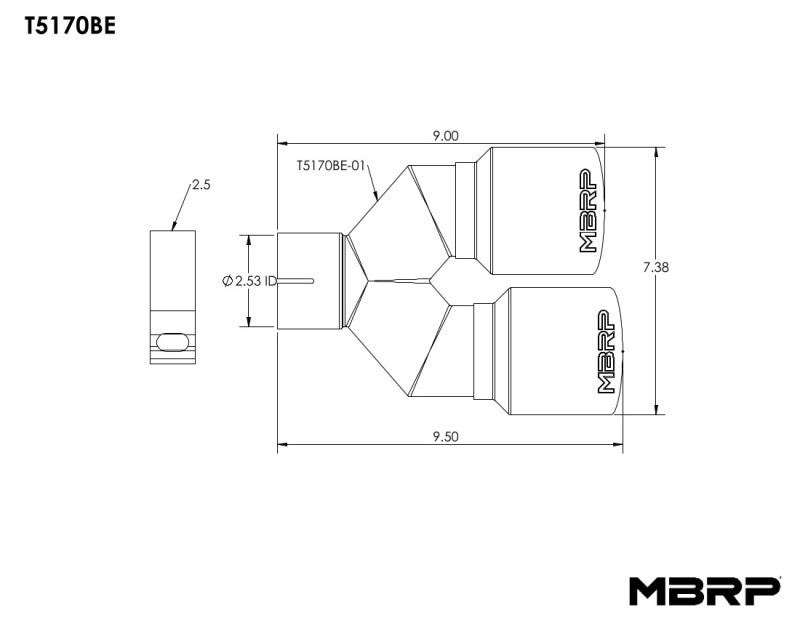 MBRP Universal T304 SS Dual Burnt End Tip 3.5in OD/2.5in Inlet - DTX Performance